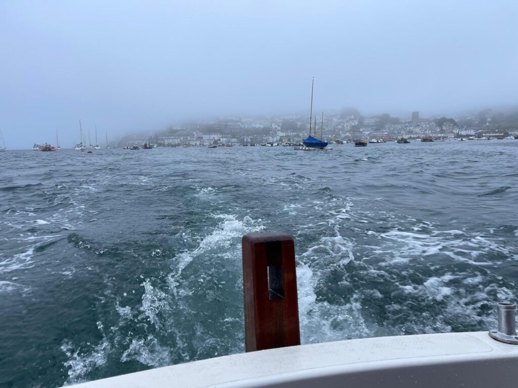 Foggy approach sailing salcombe