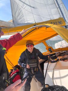 A crew member sailing around britain